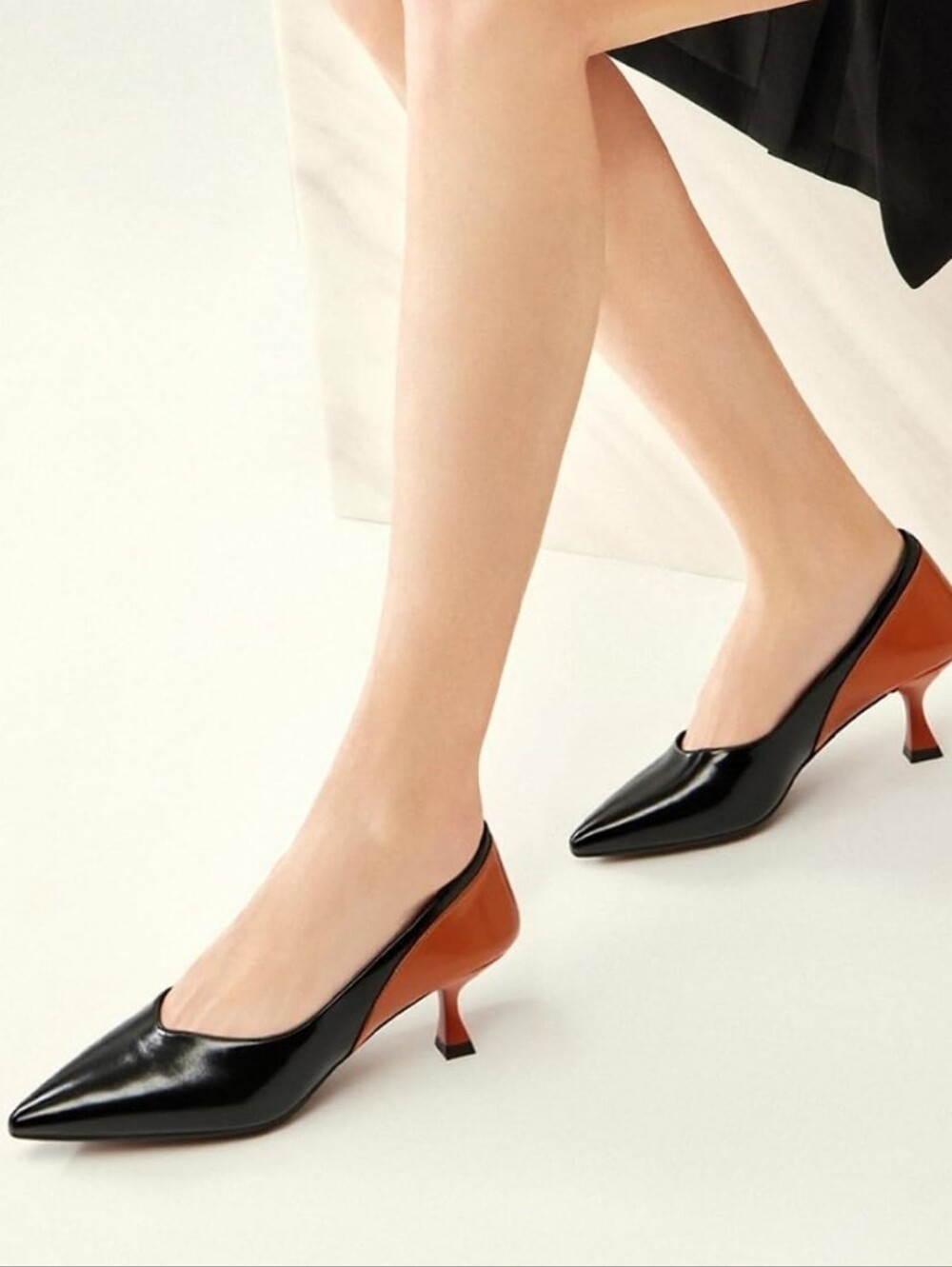 NEWBELLA Women's Vegan Leather Heels Pointed Toe Colorblock Pattern NWT Size 11